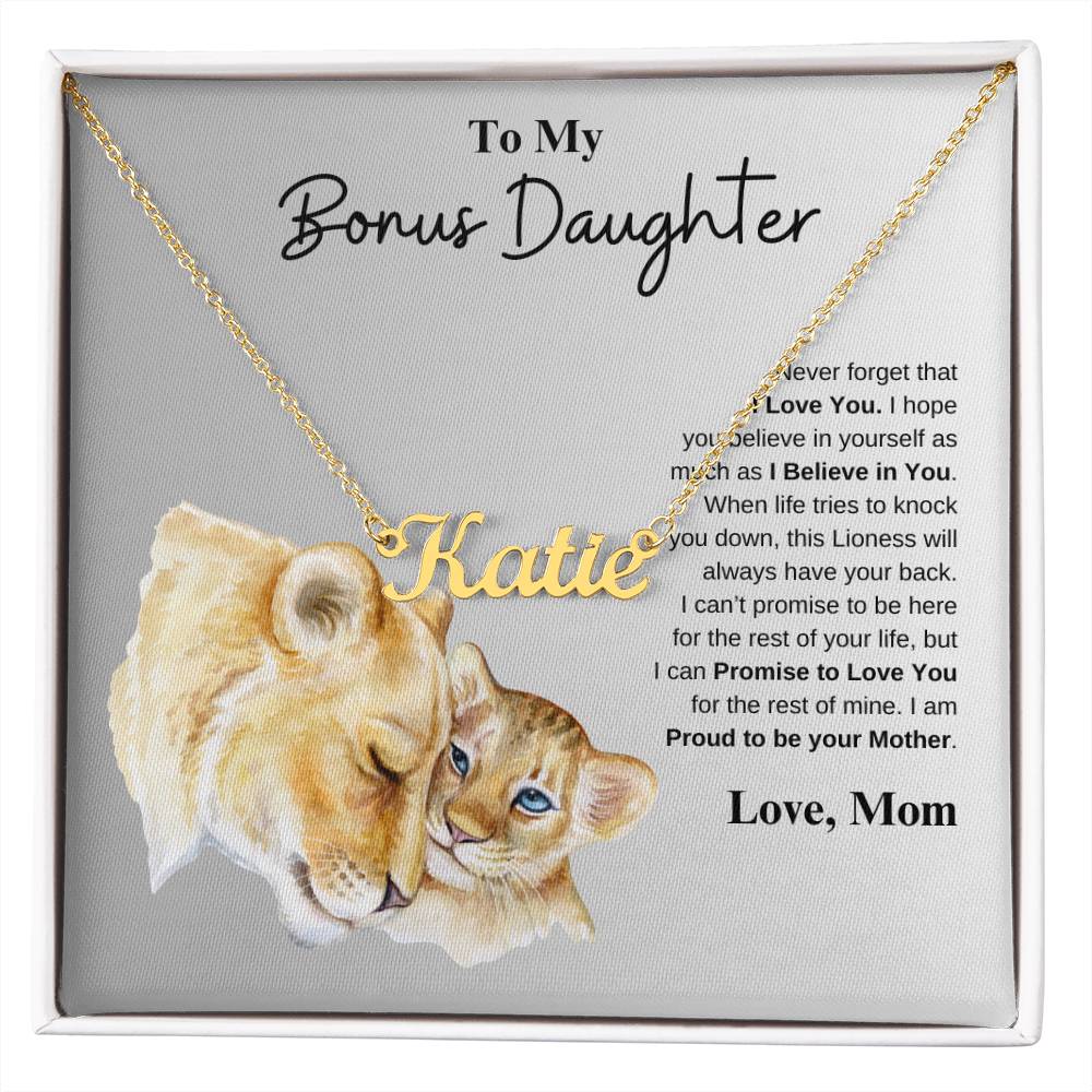 To My Bonus Daughter Love Mom | Custom Name Necklace
