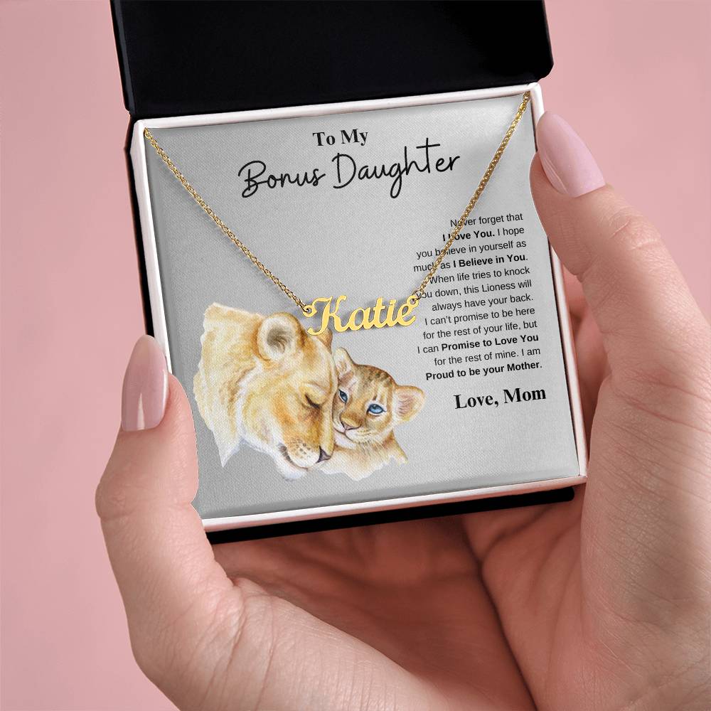 To My Bonus Daughter Love Mom | Custom Name Necklace