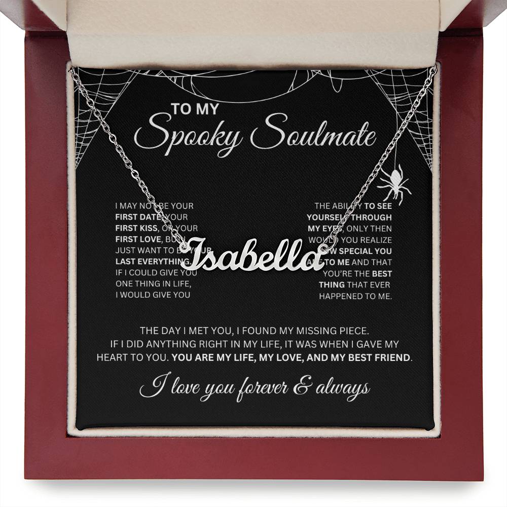 To My Spooky Soulmate | Custom Name Neckace | Halloween Soulmate Gift (black background)