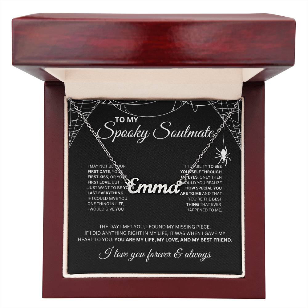 To My Spooky Soulmate | Custom Name Neckace | Halloween Soulmate Gift (black background)