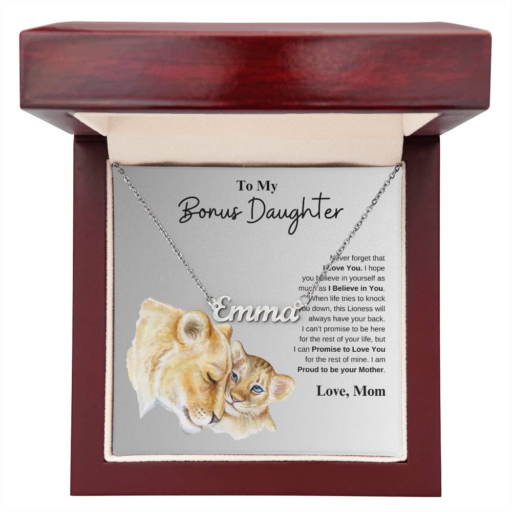 To My Bonus Daughter Love Mom | Custom Name Necklace