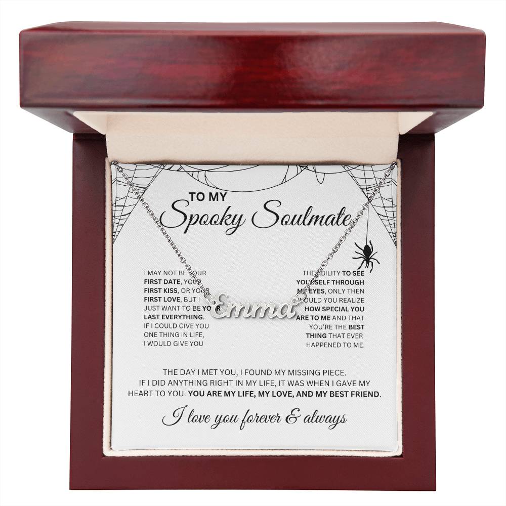 To My Spooky Soulmate | Custome Name Necklace | Halloween Soulmate Gift (white background)