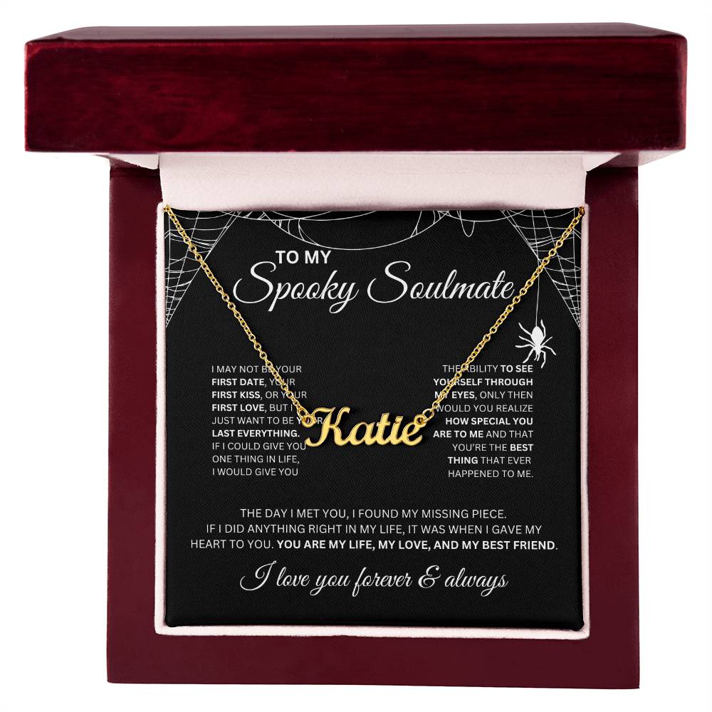 To My Spooky Soulmate | Custom Name Neckace | Halloween Soulmate Gift (black background)