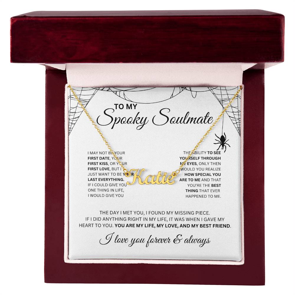 To My Spooky Soulmate | Custome Name Necklace | Halloween Soulmate Gift (white background)