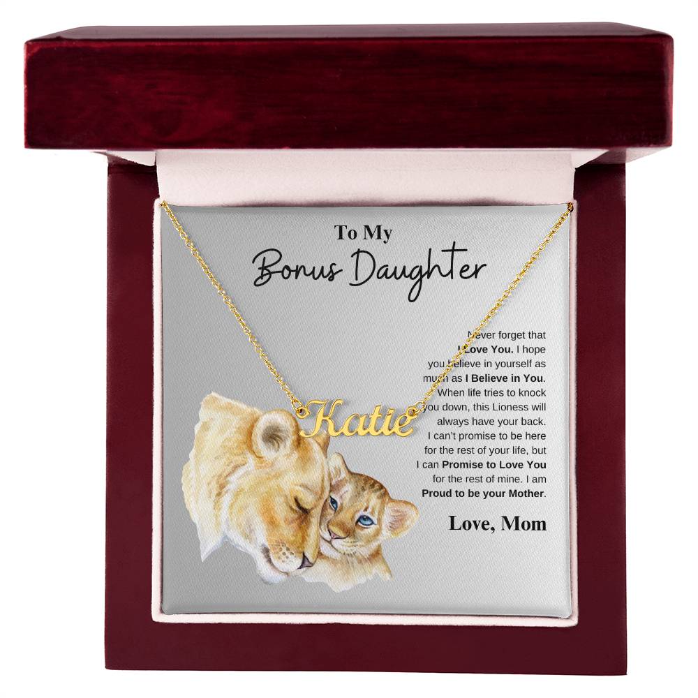 To My Bonus Daughter Love Mom | Custom Name Necklace