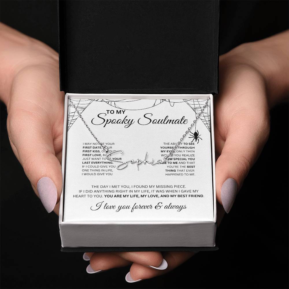 To My Spooky Soulmate | Signature Name Necklace | Halloween Soulmate Gift (white background)