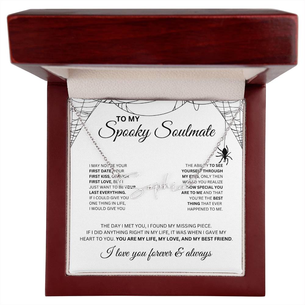 To My Spooky Soulmate | Signature Name Necklace | Halloween Soulmate Gift (white background)