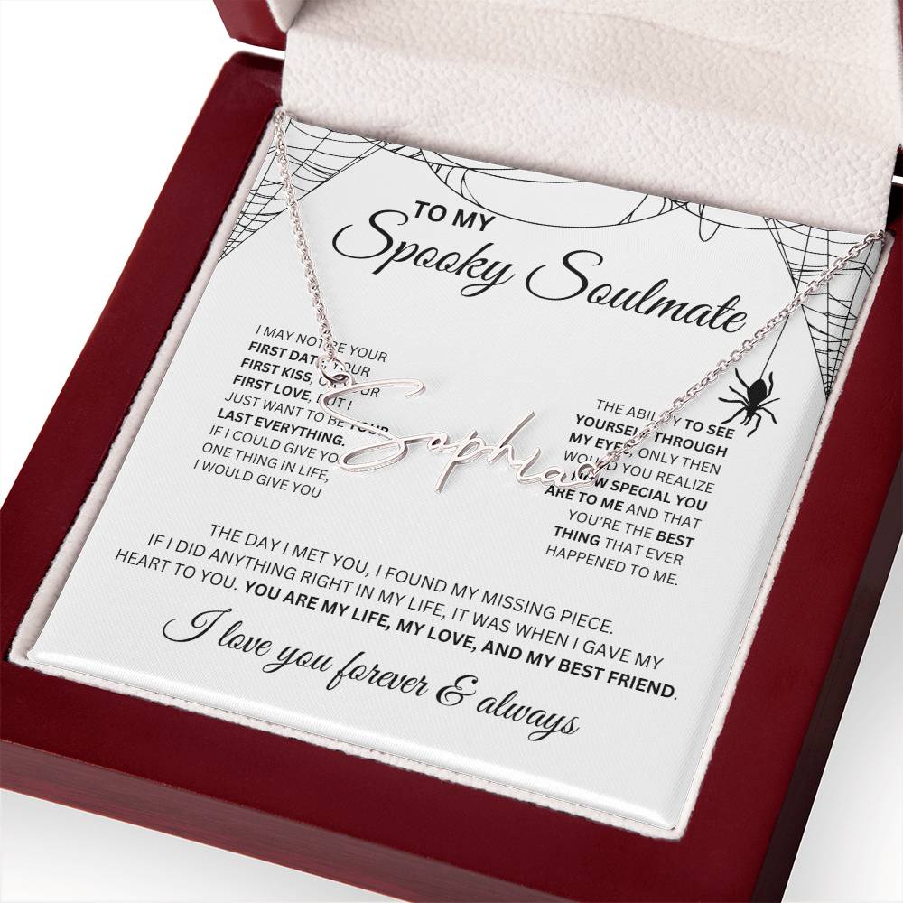 To My Spooky Soulmate | Signature Name Necklace | Halloween Soulmate Gift (white background)