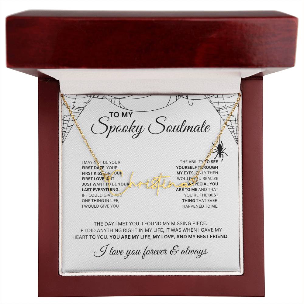 To My Spooky Soulmate | Signature Name Necklace | Halloween Soulmate Gift (white background)