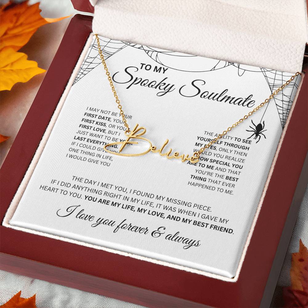 To My Spooky Soulmate | Signature Name Necklace | Halloween Soulmate Gift (white background)