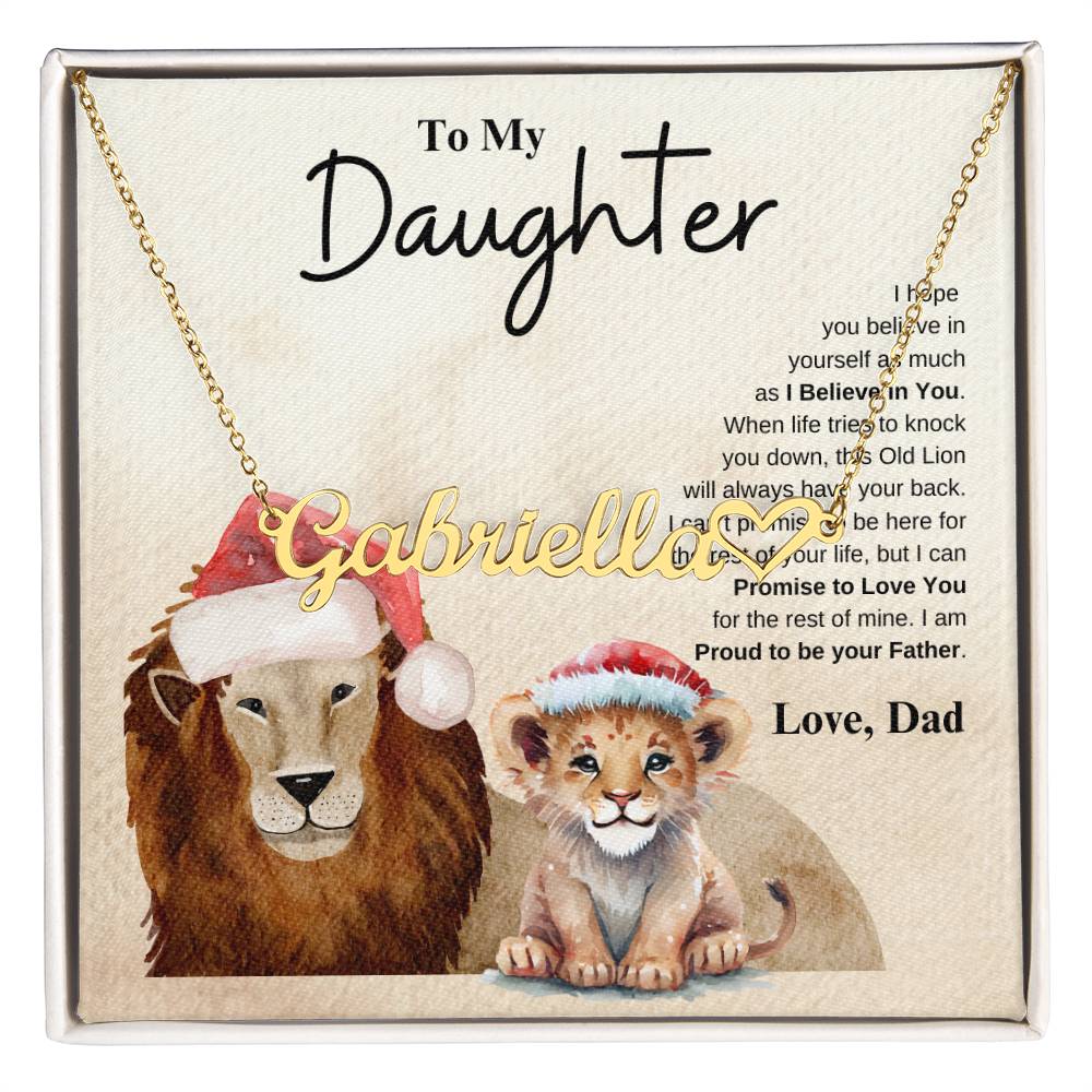 To My Daughter Love Dad | Heart Name Necklace