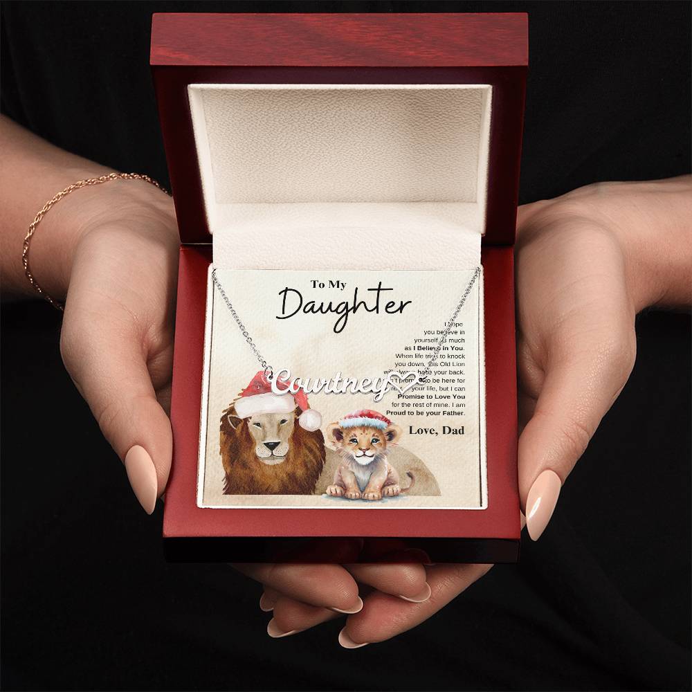 To My Daughter Love Dad | Heart Name Necklace