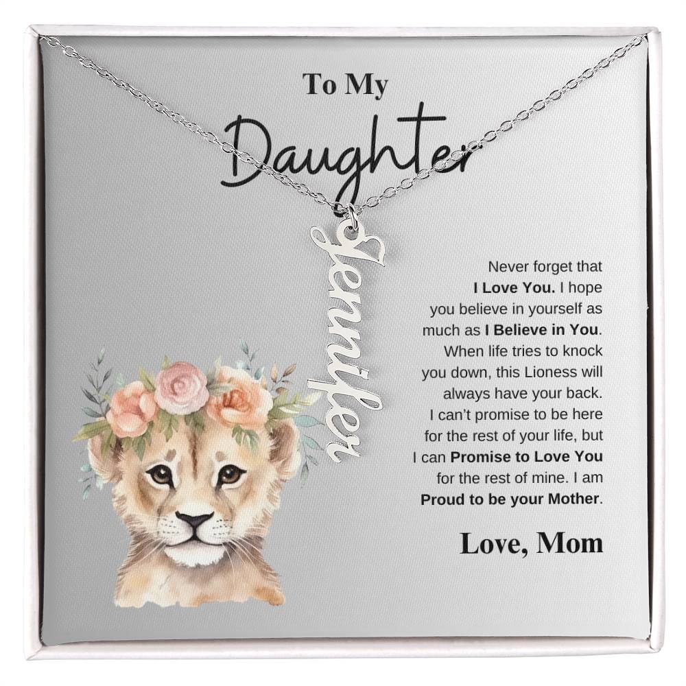 To My Daughter Love Mom | Vertical Name Necklace