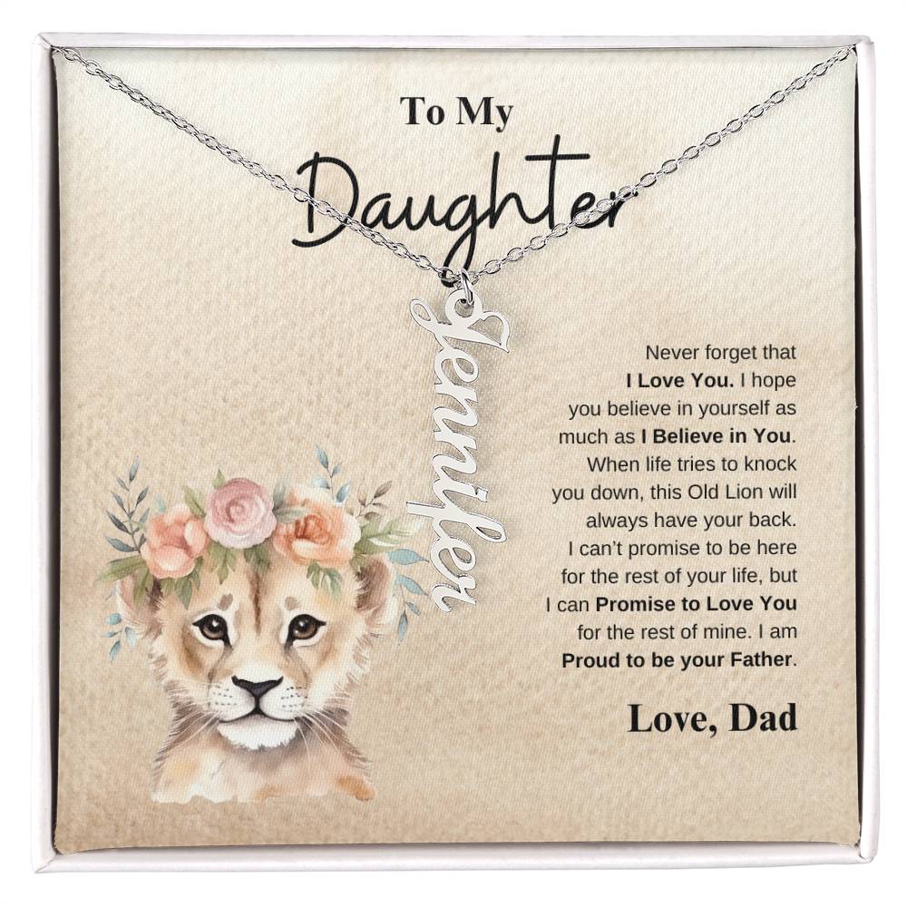 To My Daughter Love Dad | Vertical Name Necklace
