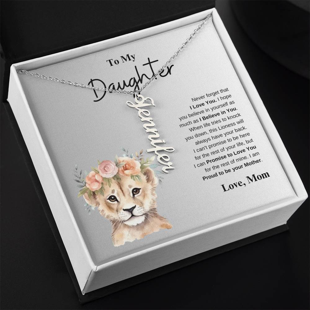 To My Daughter Love Mom | Vertical Name Necklace