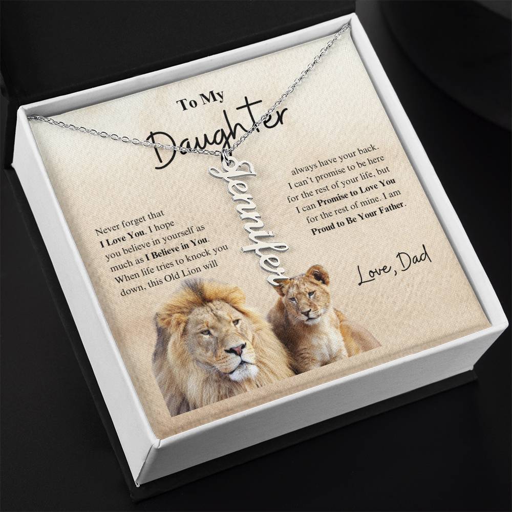To My Daughter Love Dad | Vertical Name Necklace