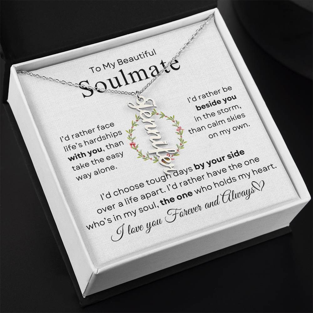 To My Beautiful Soulmate | Vertical Name Necklace
