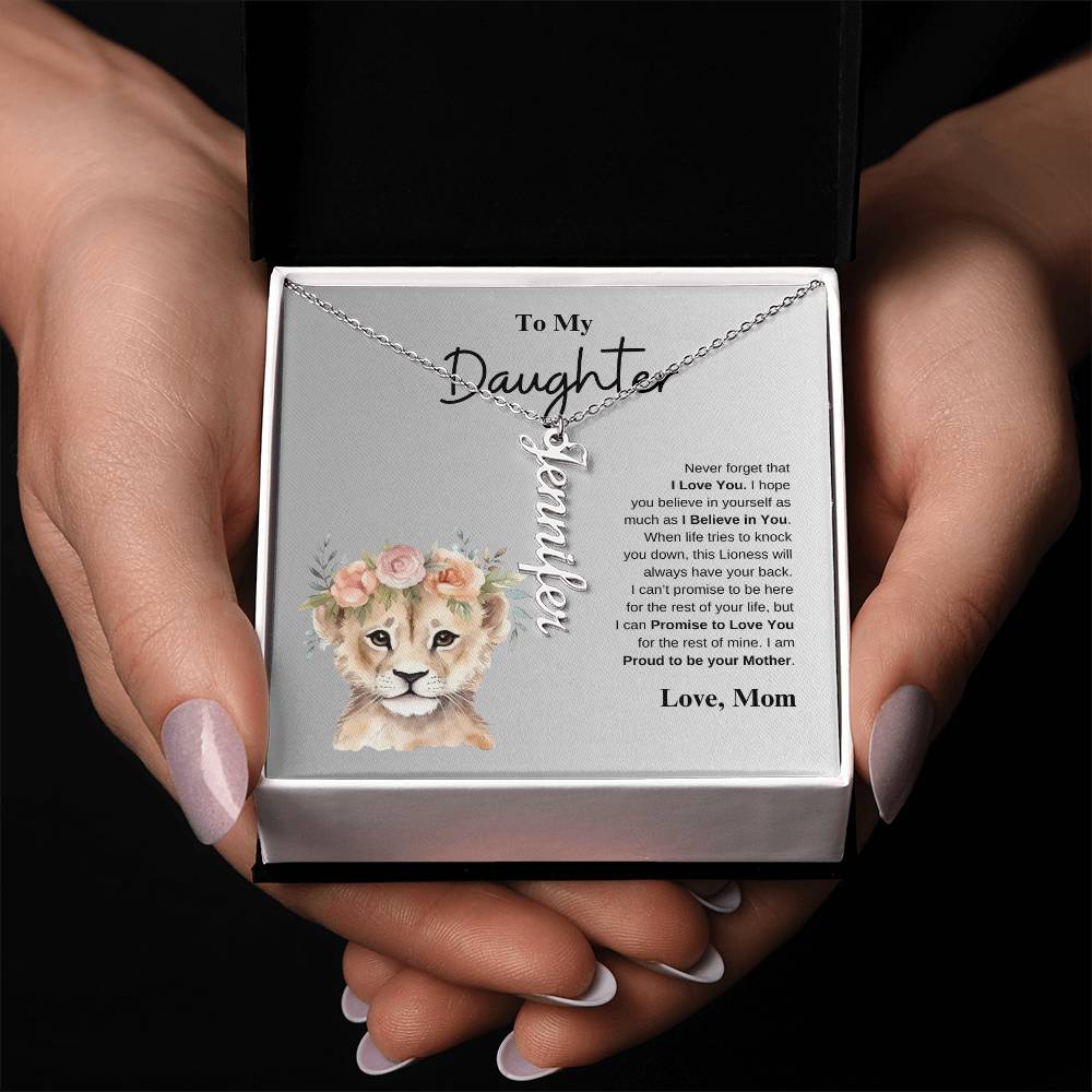 To My Daughter Love Mom | Vertical Name Necklace