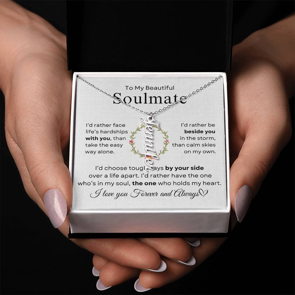 To My Beautiful Soulmate | Vertical Name Necklace