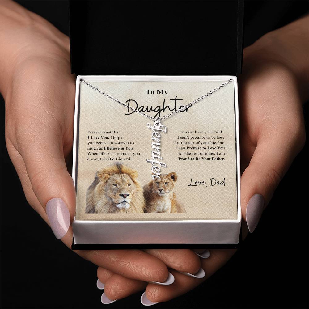 To My Daughter Love Dad | Vertical Name Necklace