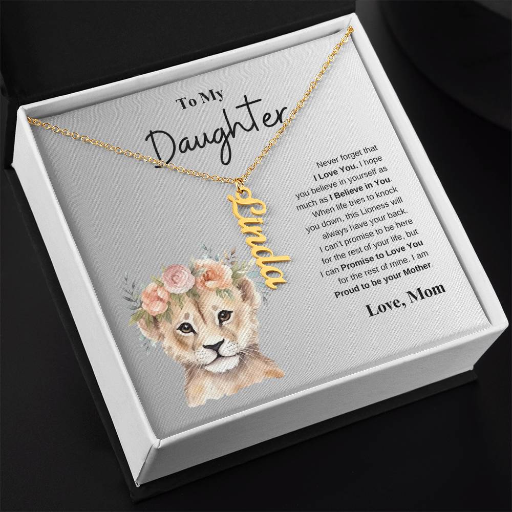 To My Daughter Love Mom | Vertical Name Necklace