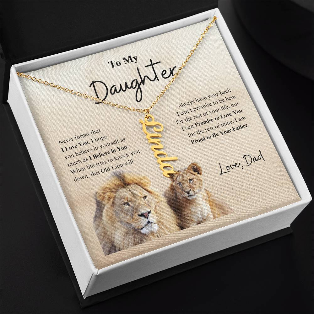 To My Daughter Love Dad | Vertical Name Necklace