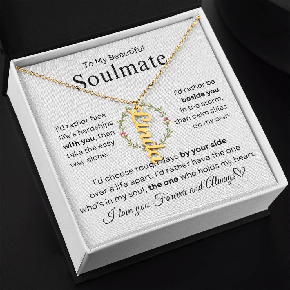 To My Beautiful Soulmate | Vertical Name Necklace