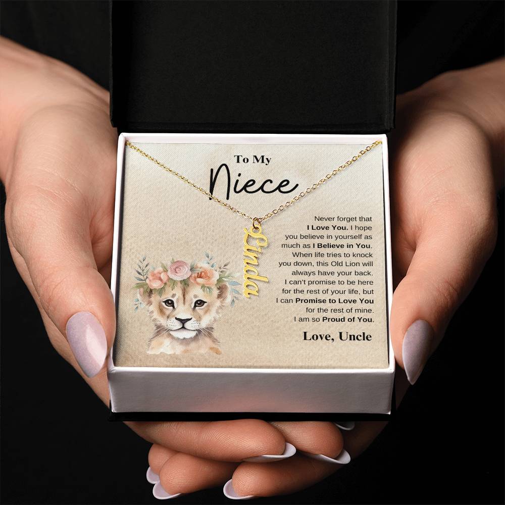 To My Niece Love Uncle | Vertical Name Necklace