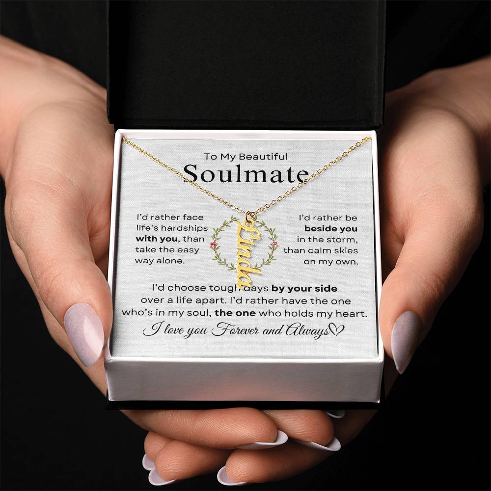 To My Beautiful Soulmate | Vertical Name Necklace