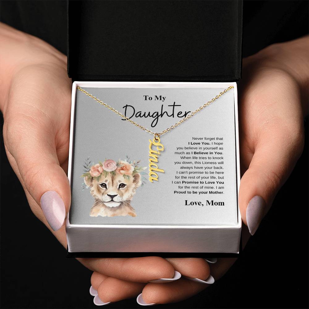To My Daughter Love Mom | Vertical Name Necklace
