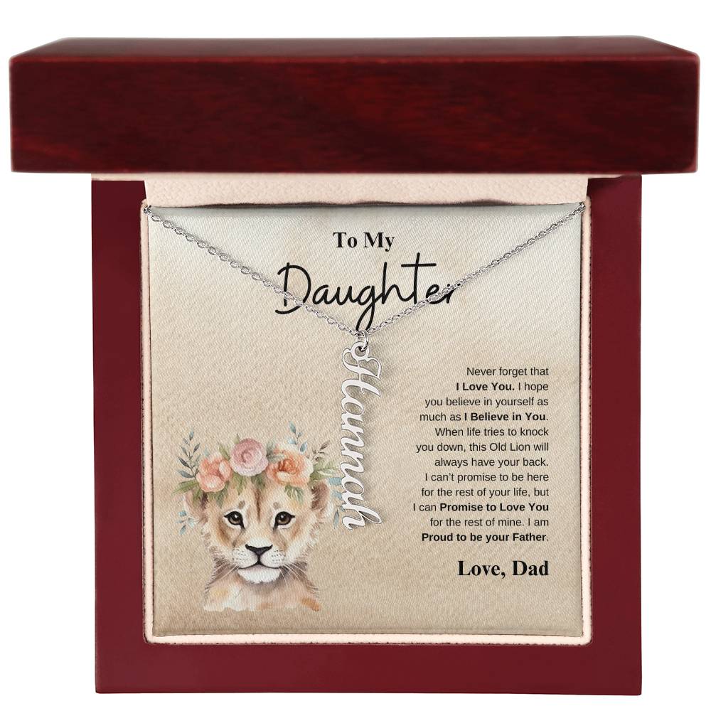 To My Daughter Love Dad | Vertical Name Necklace
