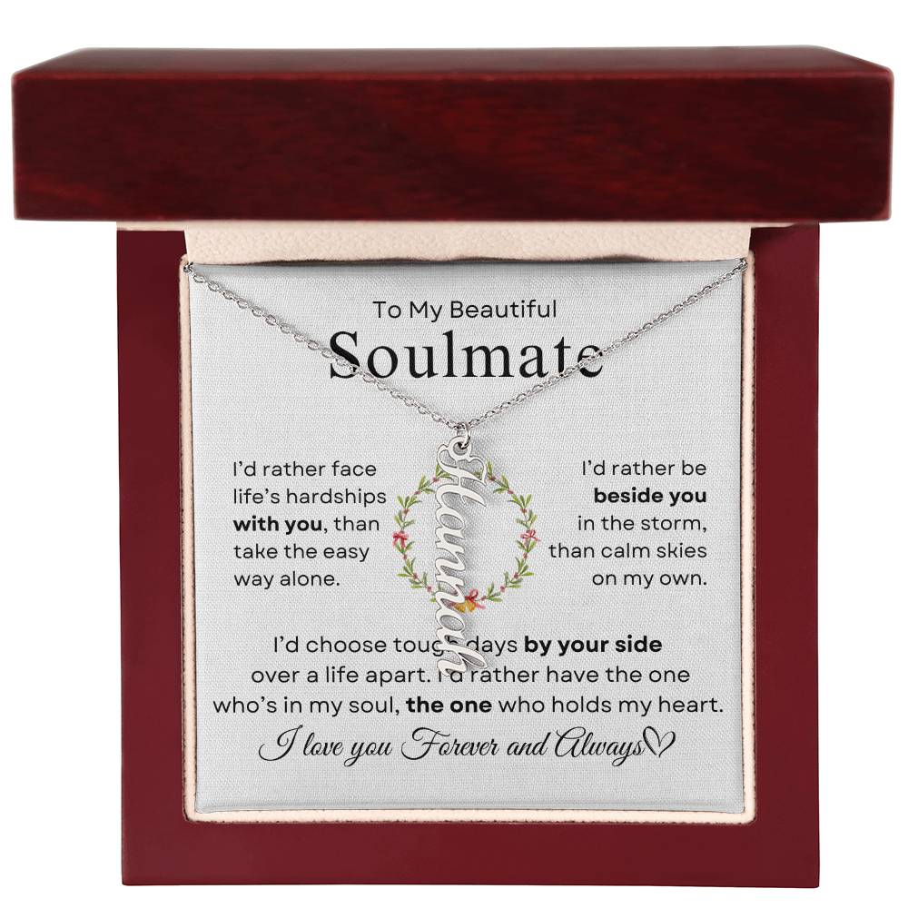 To My Beautiful Soulmate | Vertical Name Necklace