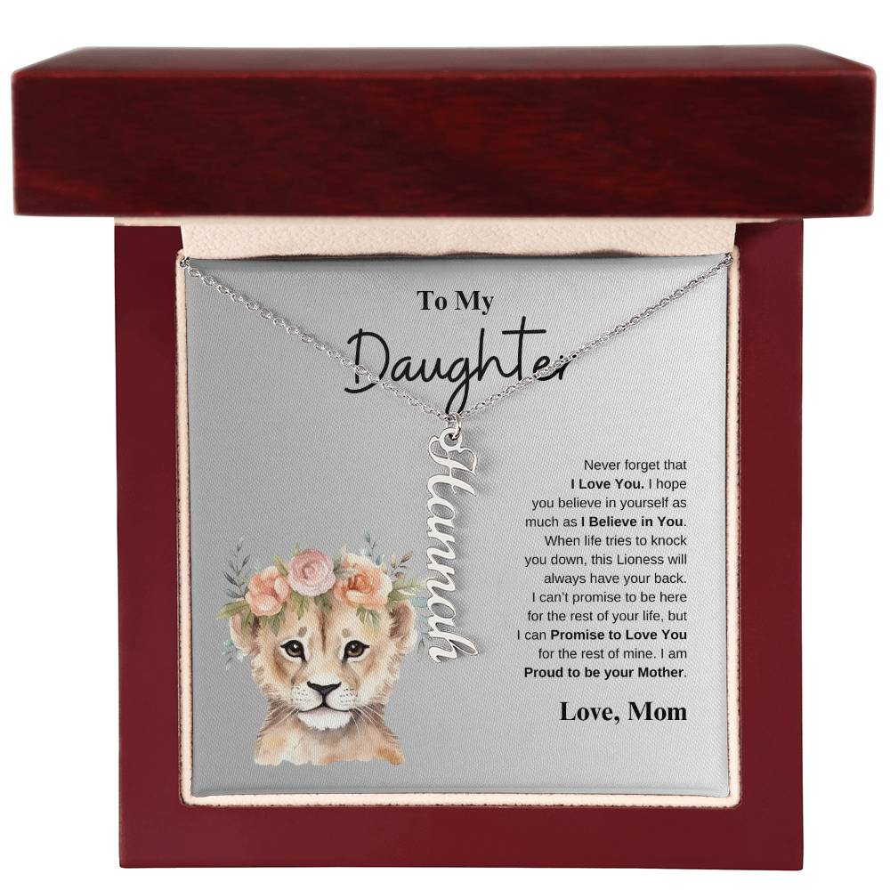 To My Daughter Love Mom | Vertical Name Necklace