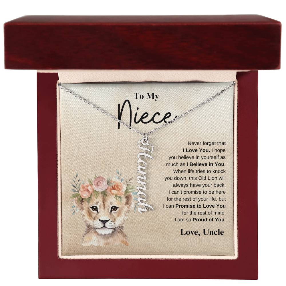 To My Niece Love Uncle | Vertical Name Necklace
