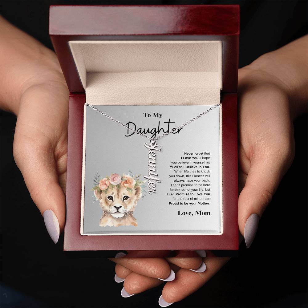 To My Daughter Love Mom | Vertical Name Necklace