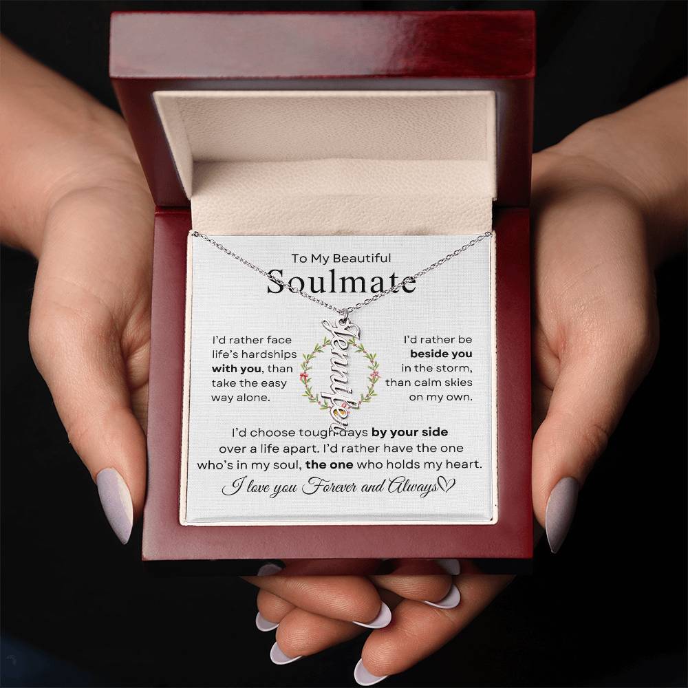To My Beautiful Soulmate | Vertical Name Necklace