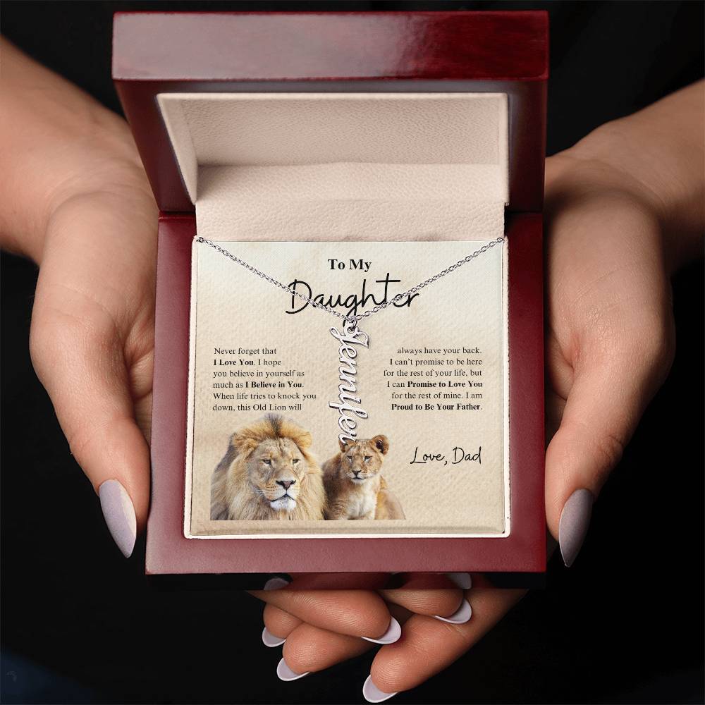 To My Daughter Love Dad | Vertical Name Necklace