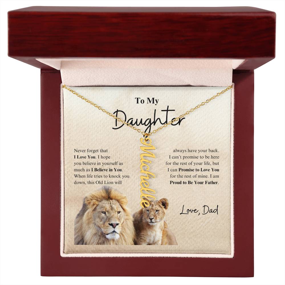 To My Daughter Love Dad | Vertical Name Necklace