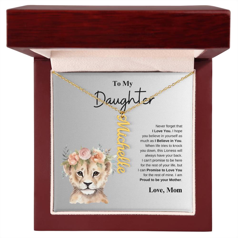 To My Daughter Love Mom | Vertical Name Necklace