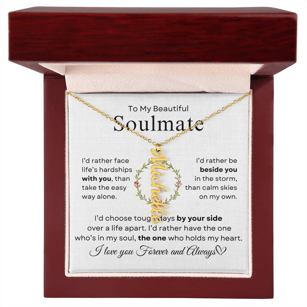 To My Beautiful Soulmate | Vertical Name Necklace