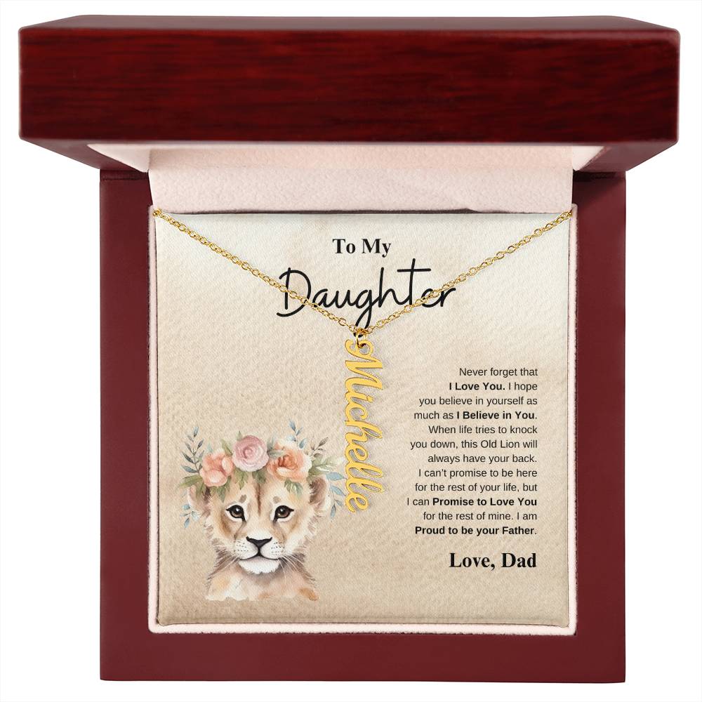 To My Daughter Love Dad | Vertical Name Necklace