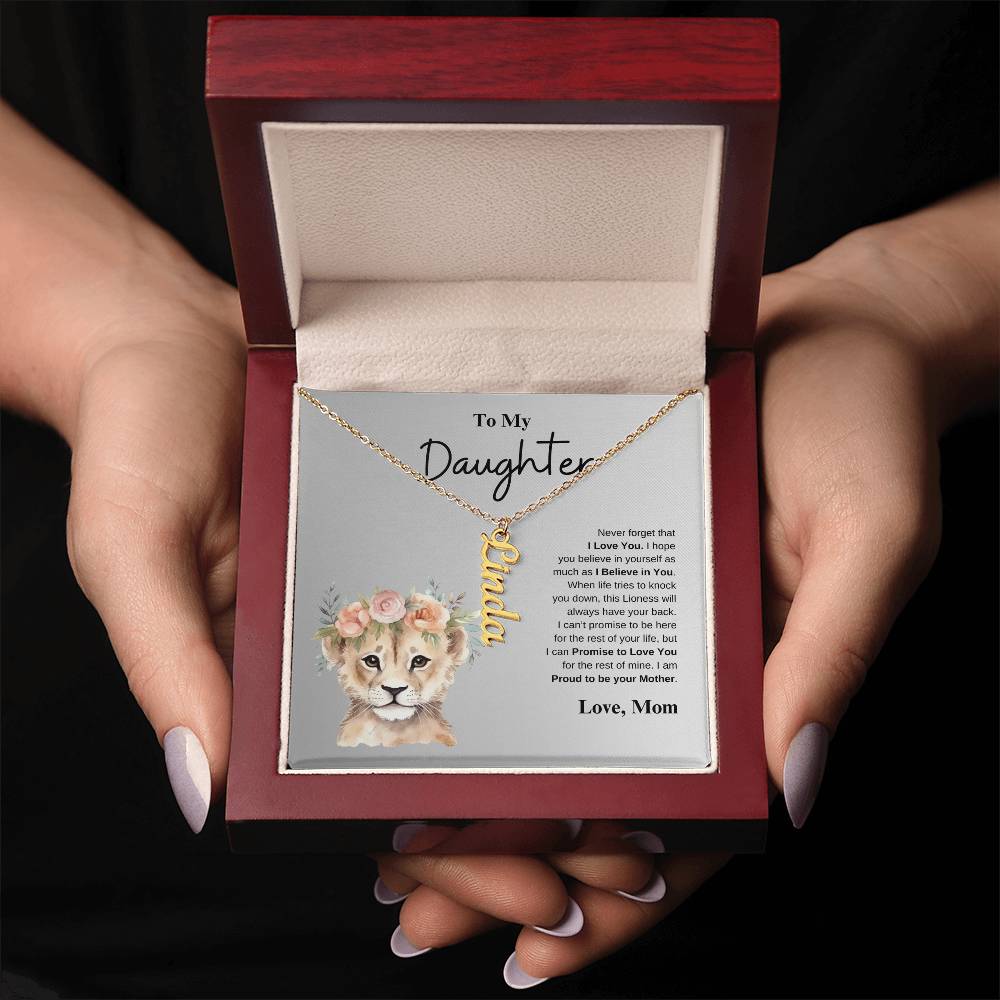 To My Daughter Love Mom | Vertical Name Necklace