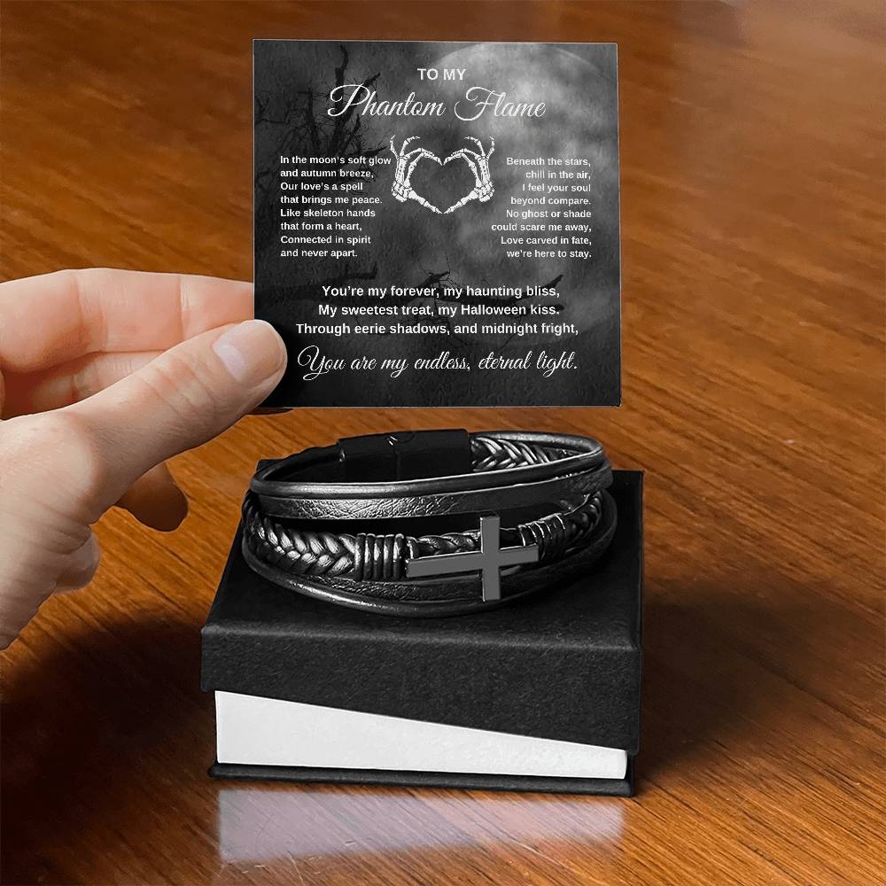 To My Phantom Flame | Full Moon | Men's Cross Bracelet | Halloween Gift