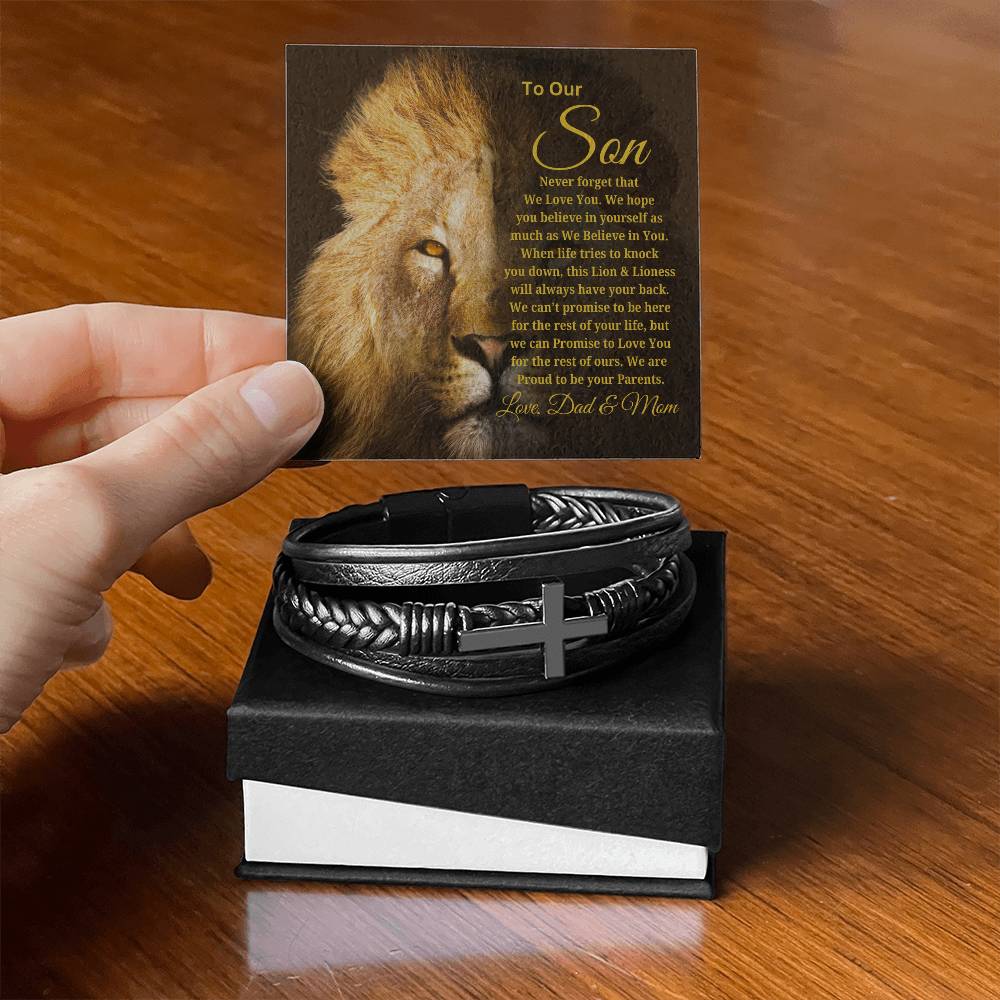 To Our Son Love Dad & Mom | Men's Cross Bracelet