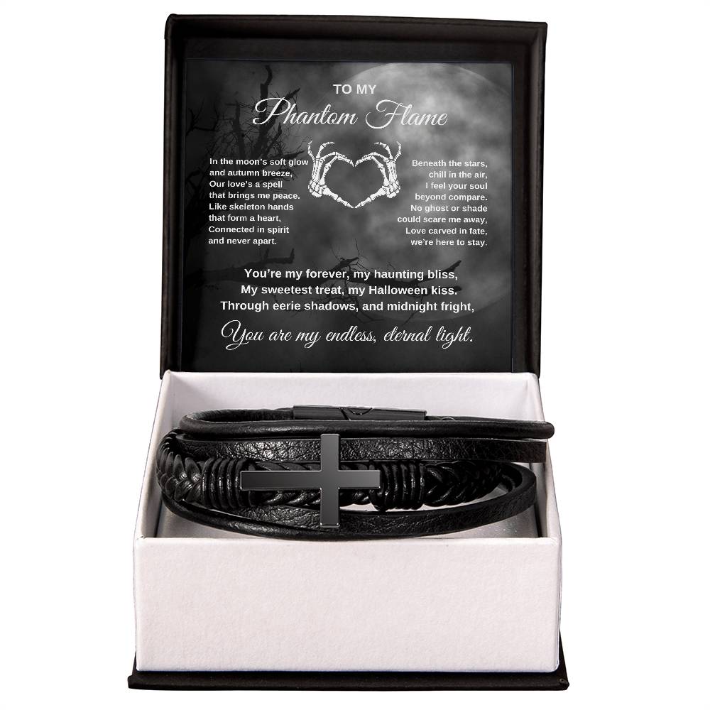 To My Phantom Flame | Full Moon | Men's Cross Bracelet | Halloween Gift