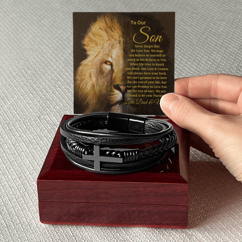 To Our Son Love Dad & Mom | Men's Cross Bracelet