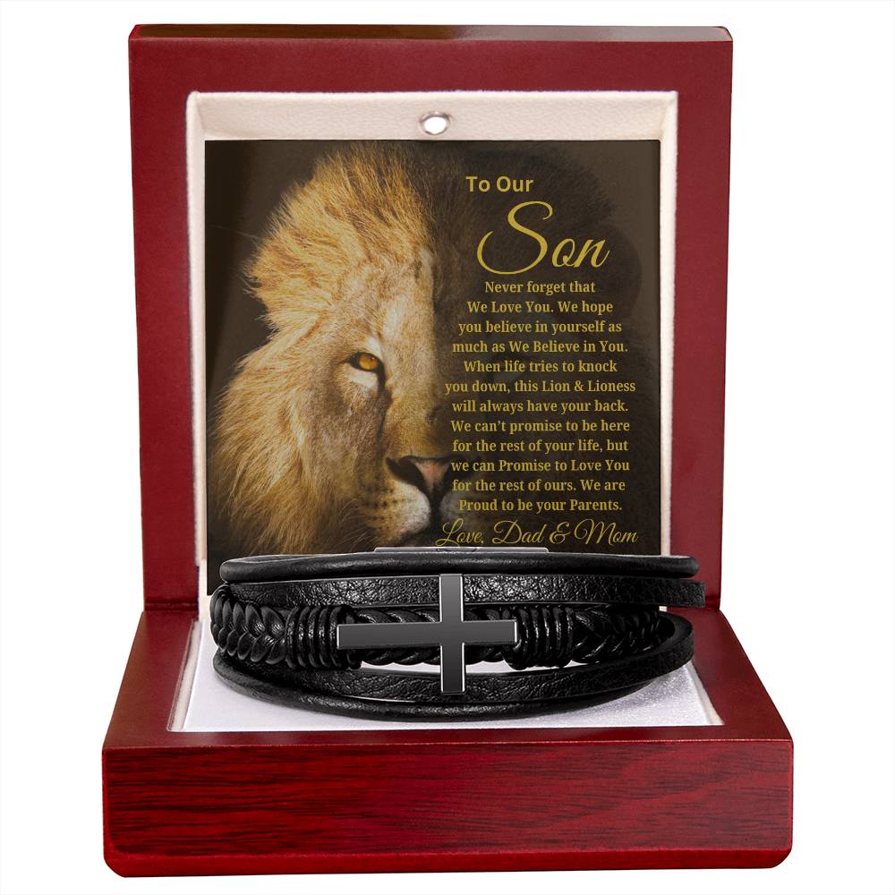 To Our Son Love Dad & Mom | Men's Cross Bracelet