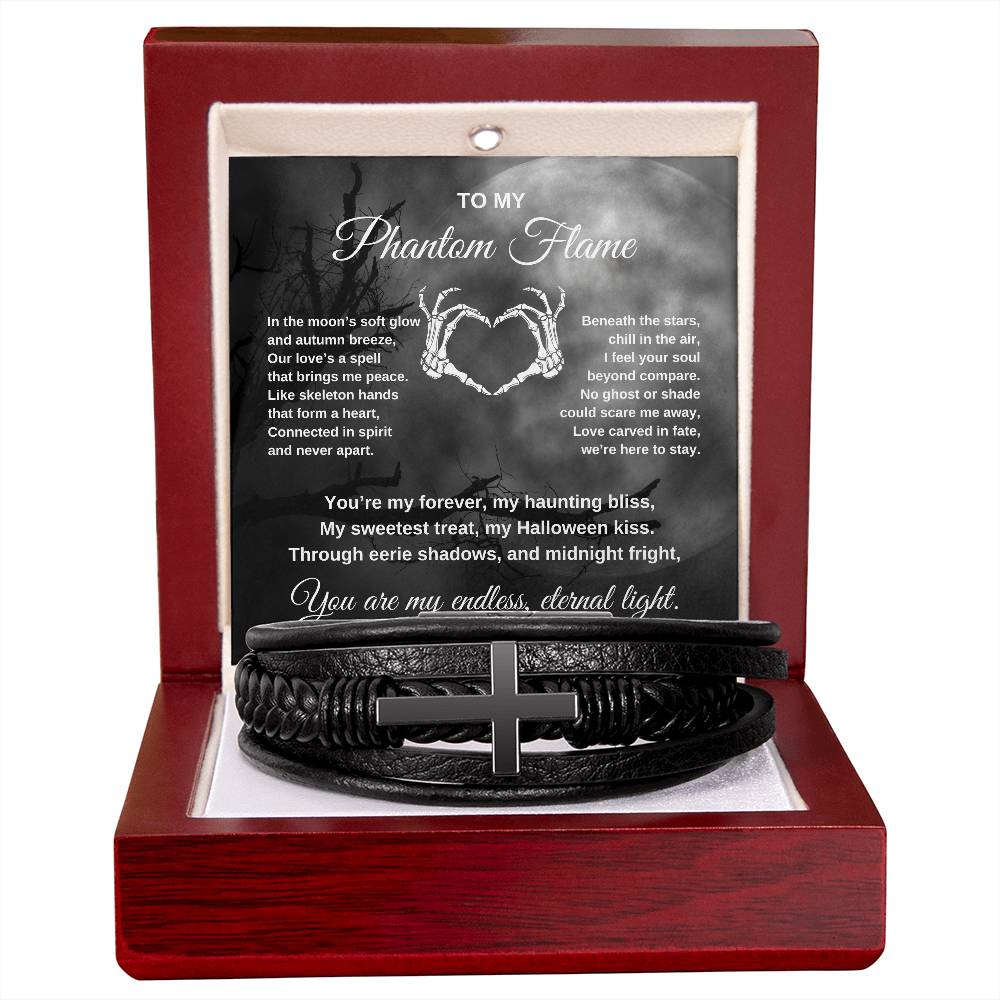 To My Phantom Flame | Full Moon | Men's Cross Bracelet | Halloween Gift