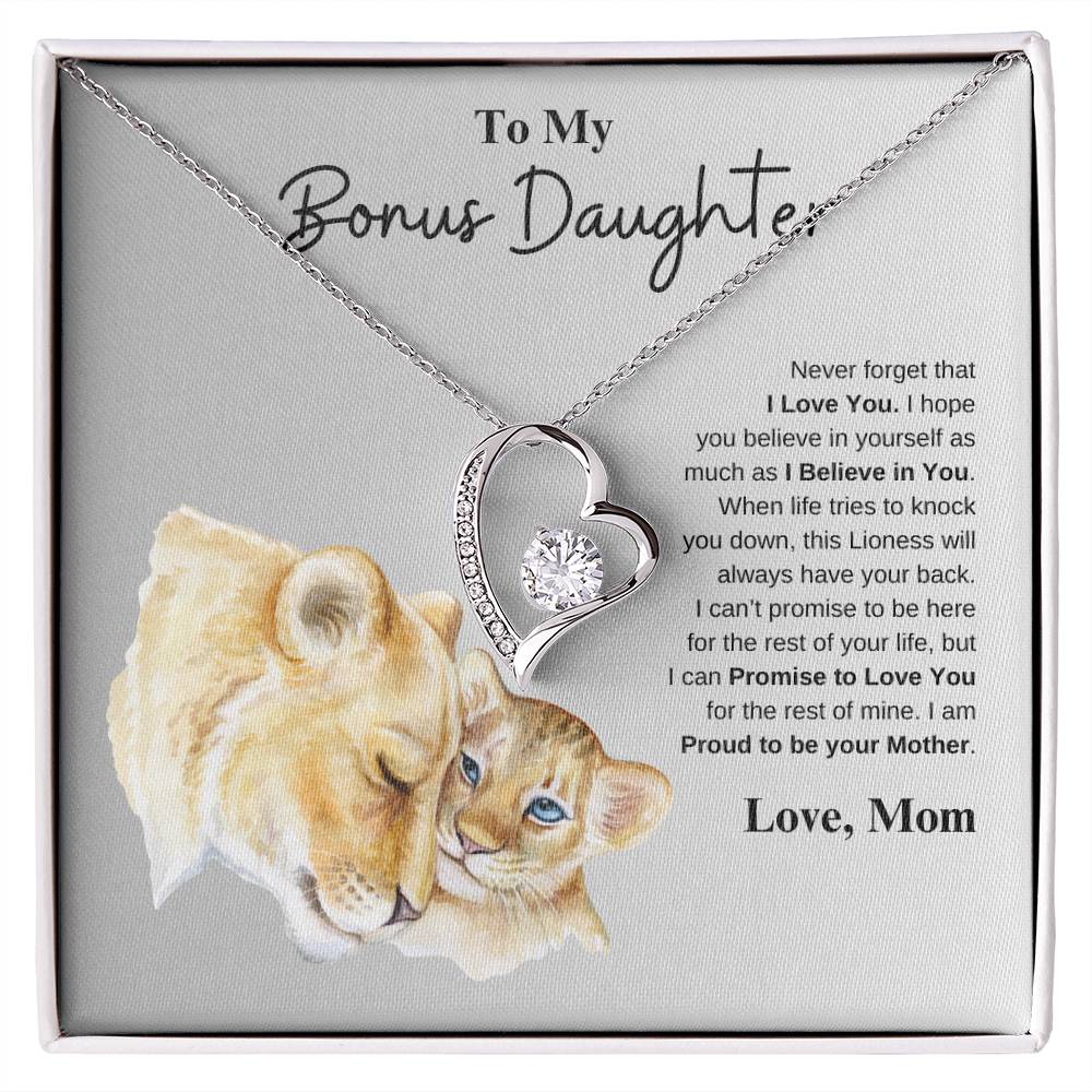To My Bonus Daughter Love Mom | Forever Love Necklace