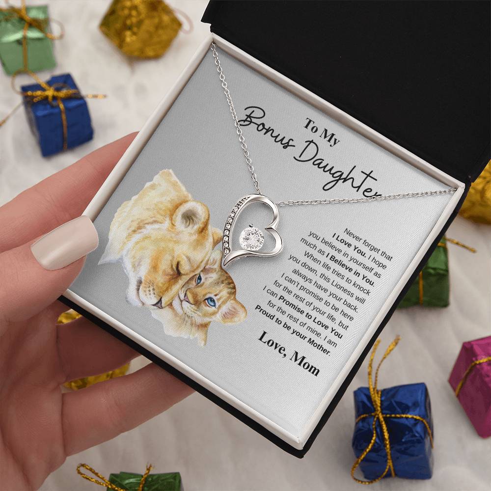 To My Bonus Daughter Love Mom | Forever Love Necklace